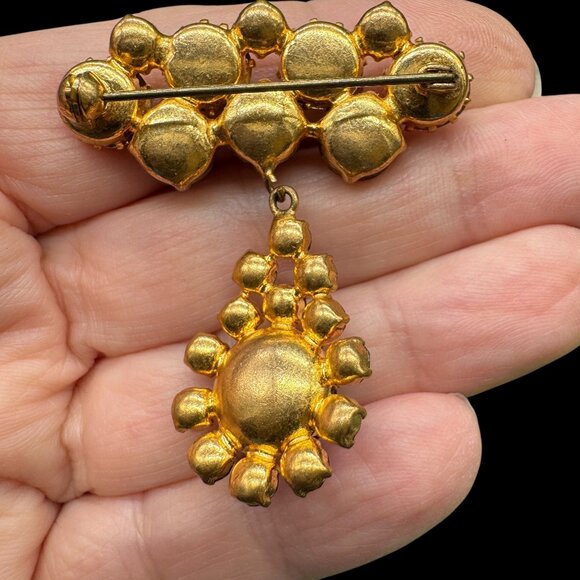 Vintage Brooch Dangling Aurora Borealis Faceted Stones - Picture 3 of 6